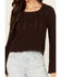 Image #3 - Shyanne Women's Bell Sleeve Pointelle Sweater, Chocolate, hi-res