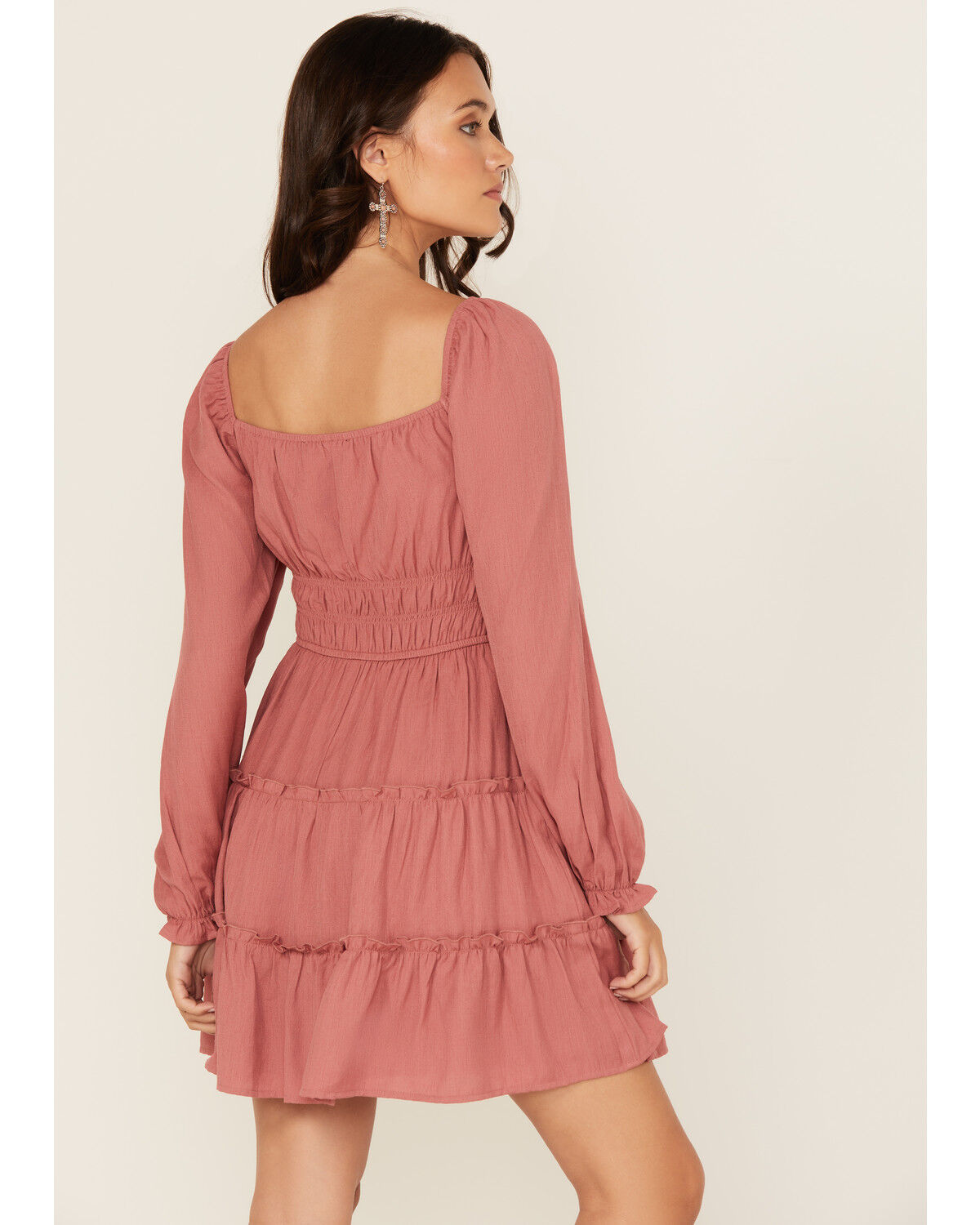 Image #4 - Ash & Violet Women's Solid Long Sleeve Mini Dress, Pink, hi-res