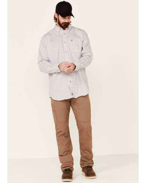 Image #3 - Ariat Men's FR Gauge Plaid Print Long Sleeve Button Down Work Shirt, White, hi-res