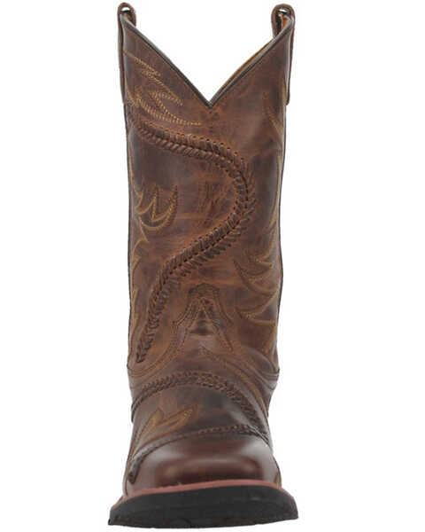 Image #4 - Laredo Women's Stella Leopard Print Inlay Studded Western Performance Boots - Square Toe, Brown, hi-res