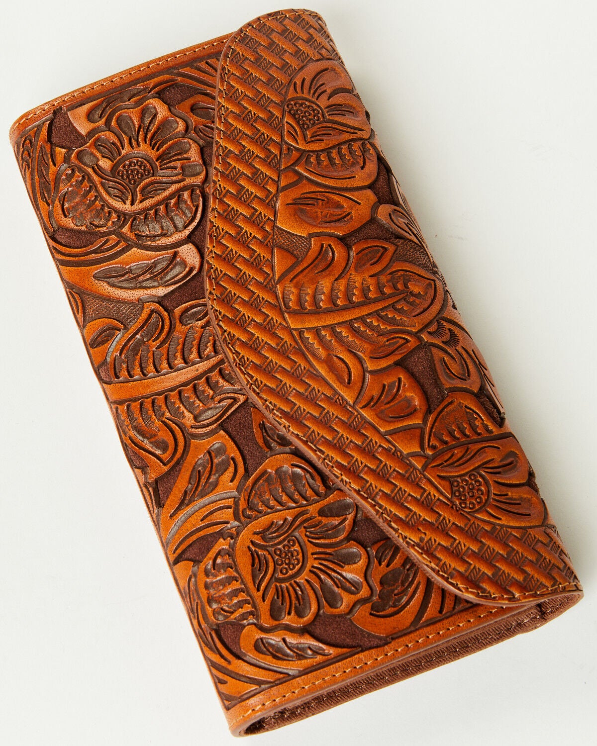 Shyanne Women's Wrenlee Tooled Underlay Wallet, Chestnut, hi-res