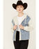 Image #1 - Miss Me Women's Denim Sequins Zip-Up Hoodie, Oatmeal, hi-res