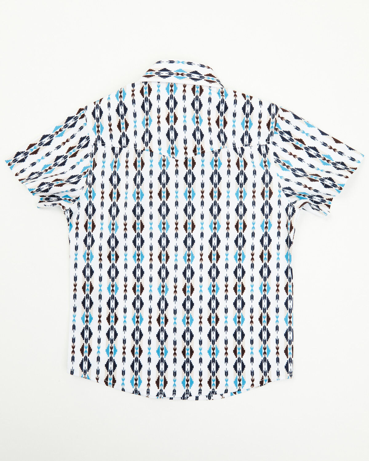 Image #3 - Rodeo Clothing Little Boys' Striped Southwestern Print Short Sleeve Snap Stretch Western Shirt, White, hi-res