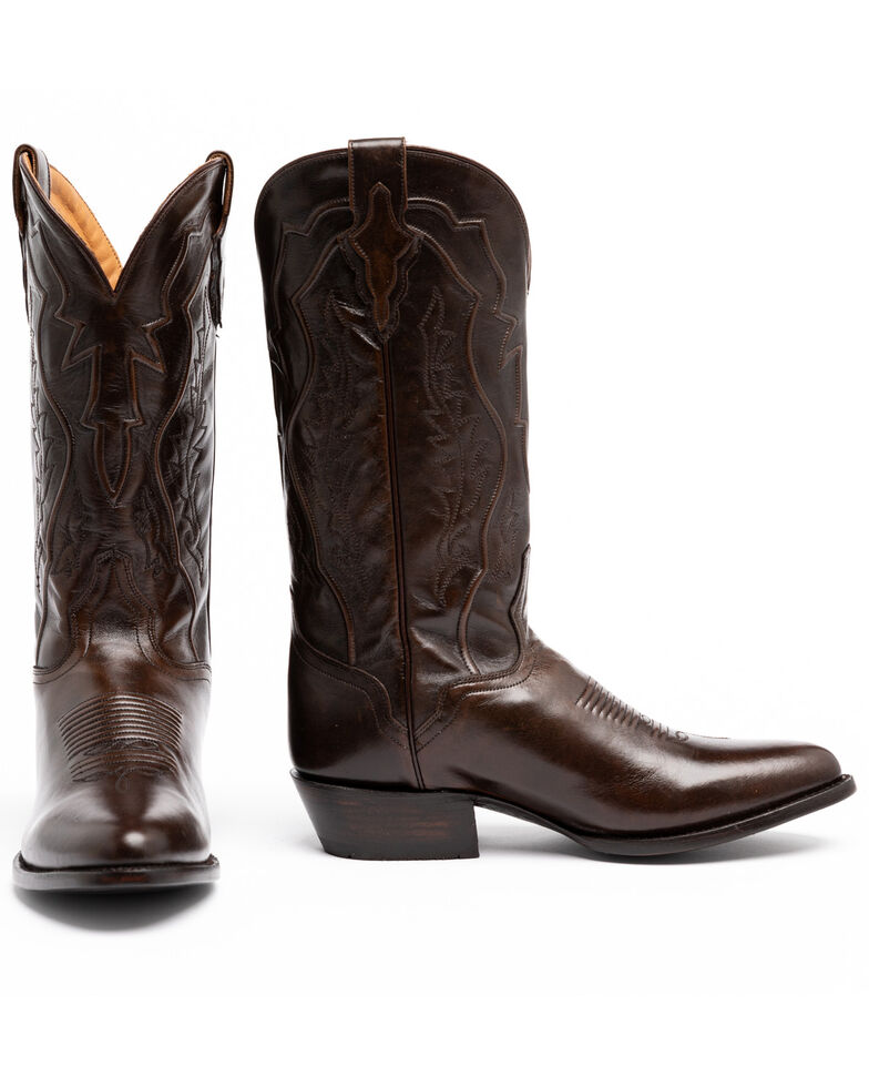 El Dorado Men's Handmade Antique Walnut Calfskin Cowboy Boots - Round Toe, Brown, hi-res