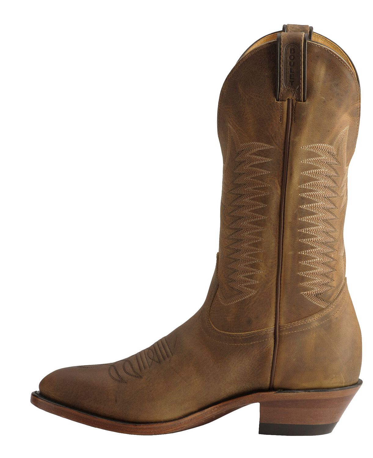 Image #3 - Boulet Men's Western Boots - Round Toe, Amber Brn, hi-res