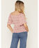 Image #4 - Yura Women's Boot Barn Exclusive Ditsy Floral Smocked Short Sleeve Top, Red, hi-res