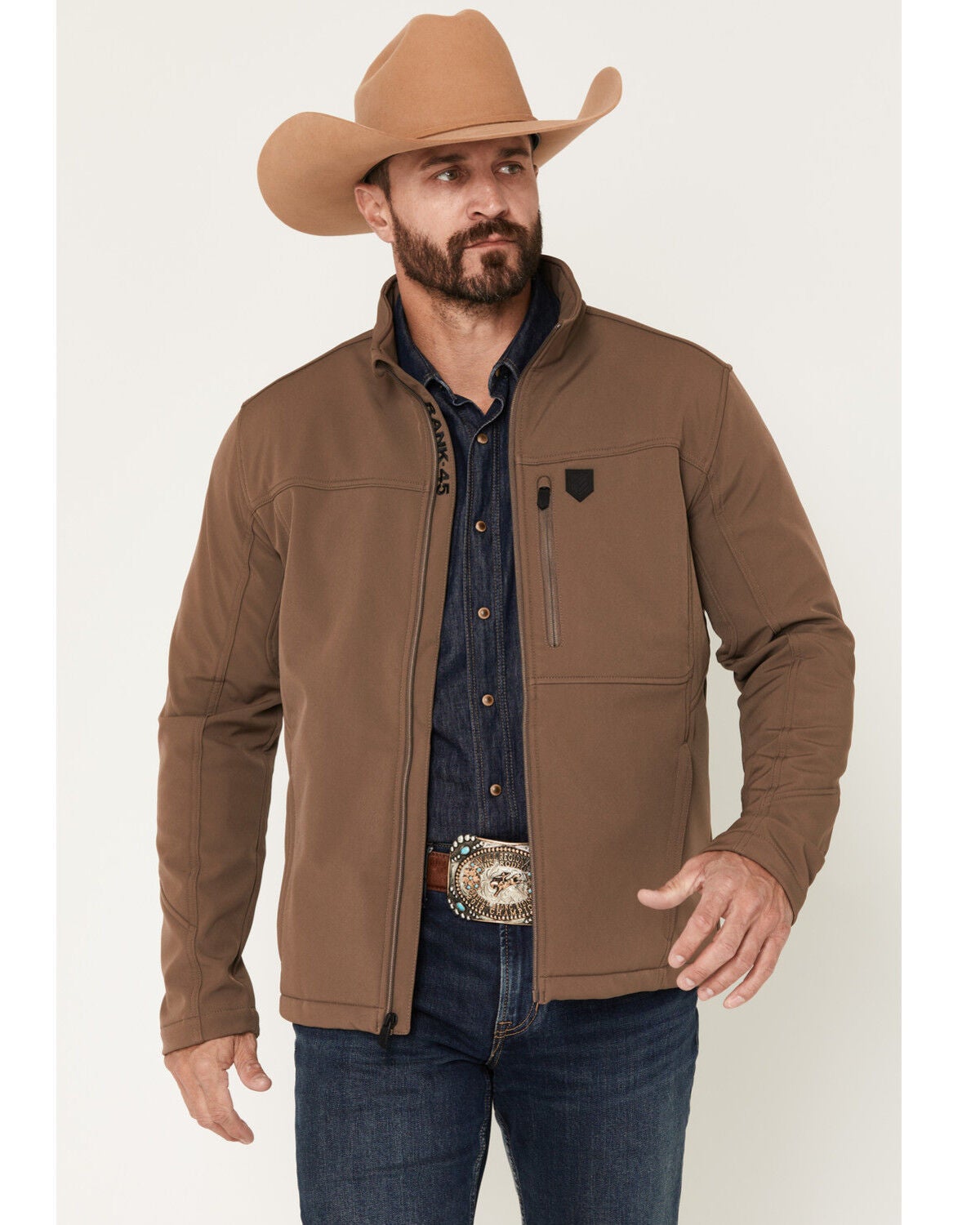RANK 45&reg; Men's Richwood Softshell Jacket - Big, Brown, hi-res