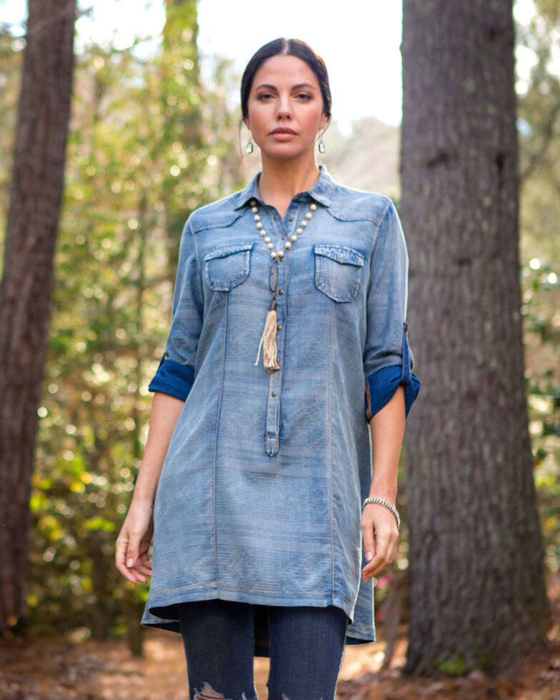 Ryan Michael Women's Indigo Serape Jacquard Tunic , Indigo, hi-res