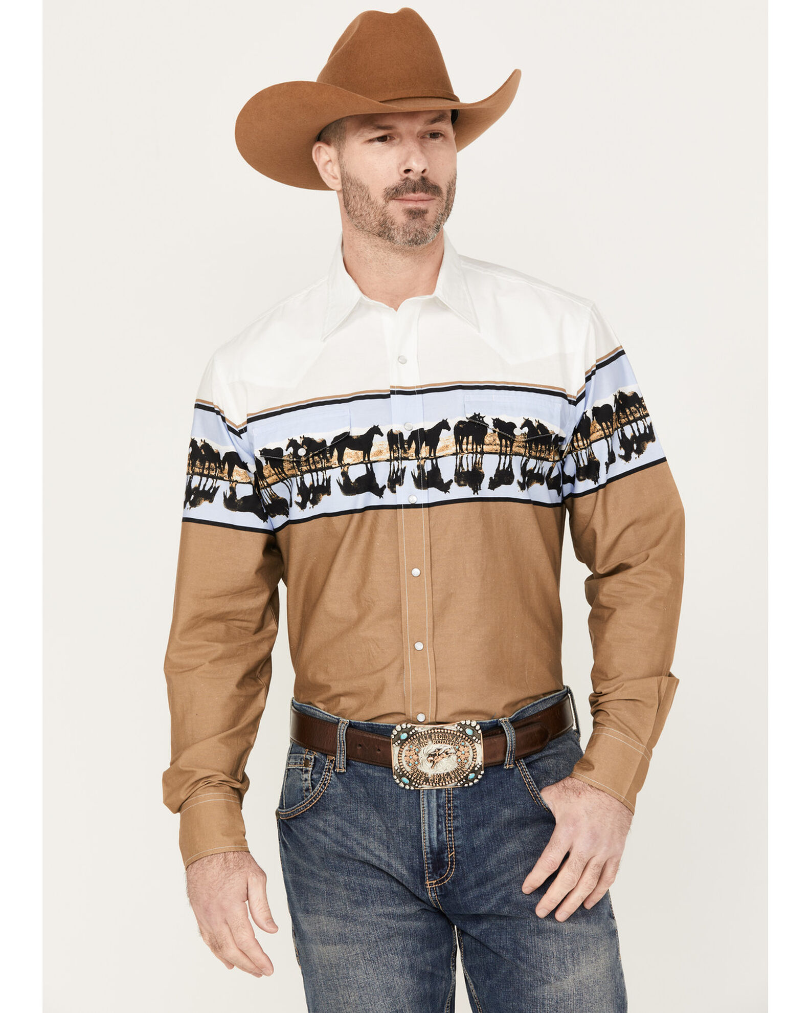 Product Name: Roper Men's Vintage Border Long Sleeve Western Pearl Snap  Shirt