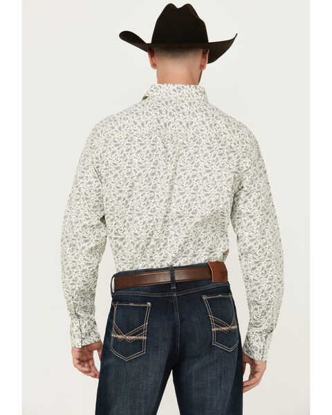 Image #4 - Wrangler Retro Men's Premium Paisley Print Long Sleeve Button-Down Western Shirt, White, hi-res