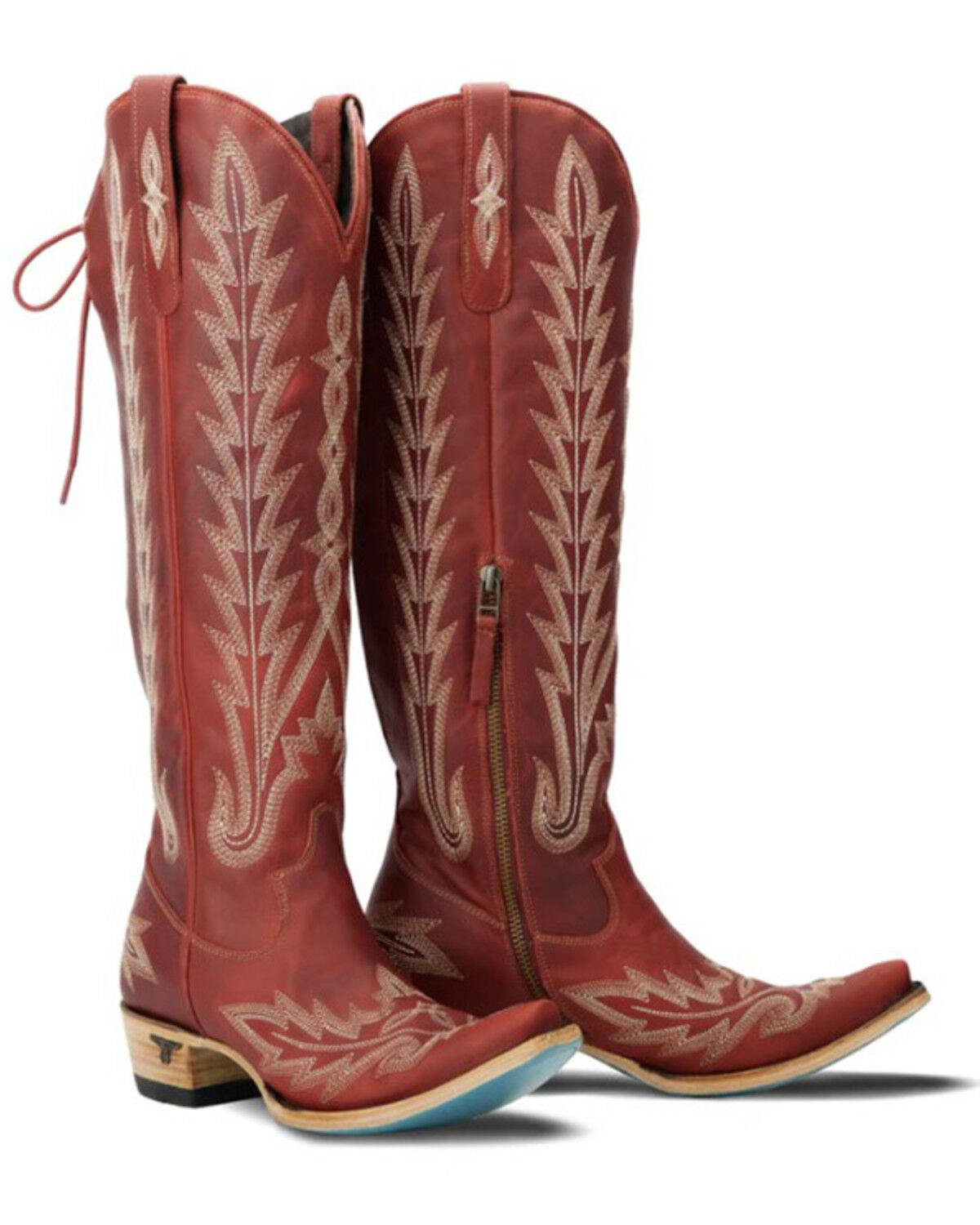 Image #1 - Lane Women's Lexington Over The Knee Corset Western Boots - Snip Toe, Ruby, hi-res