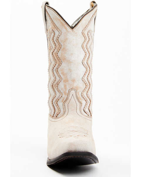 Laredo Women's Rustic Bone Overlay Western Boots - Square Toe, Off White, hi-res