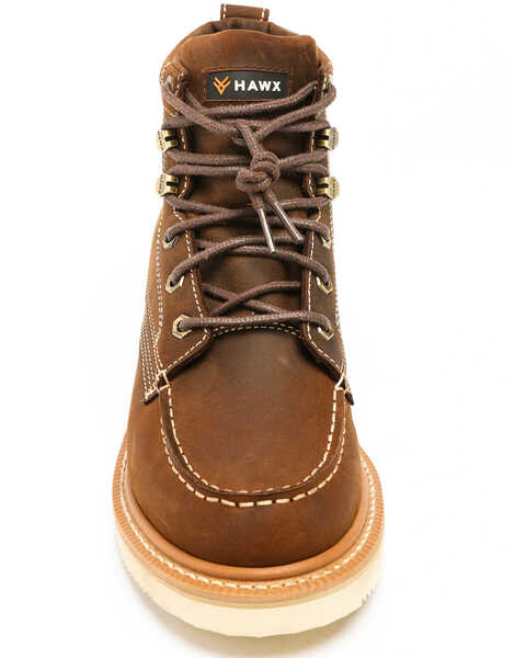 Hawx Men's Grade Moc Distressed Wedge Work Boots - Moc Toe, Distressed Brown, hi-res