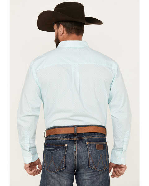 Image #4 - Wrangler Men's Classic Geo Print Long Sleeve Button-Down Western Shirt, Teal, hi-res