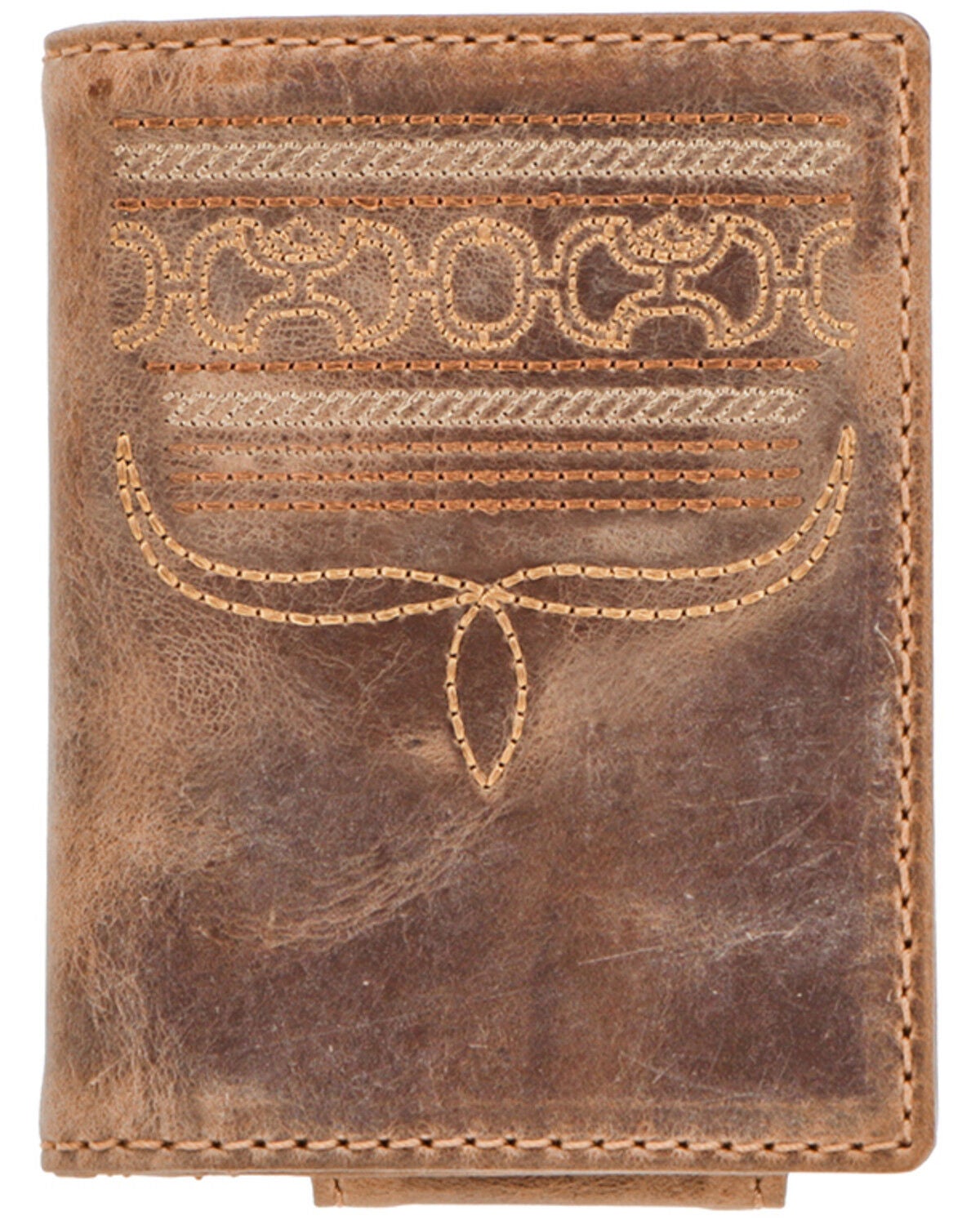Image #1 - Hooey Men's Bifold Money Clip Leather Wallet, Brown, hi-res