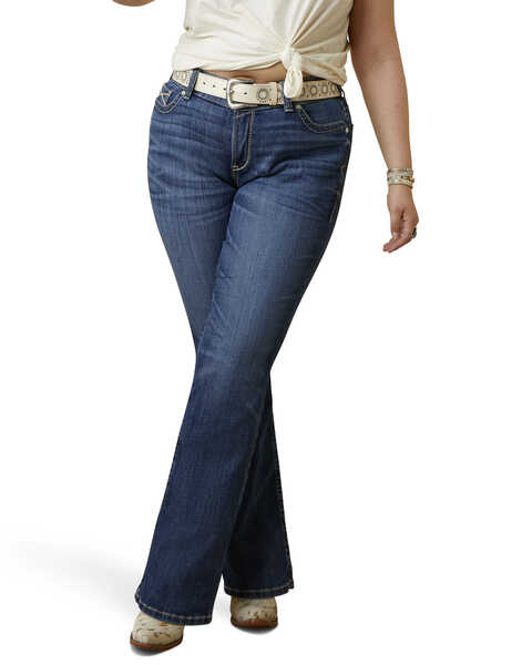 Image #2 - Ariat Women's R.E.A.L Mid Rise Miriam Bootcut Irvine Jeans - Plus , Dark Wash, hi-res