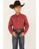 Roper Boys' Amarillo Long Sleeve Western Button Down Shirt, Red, hi-res