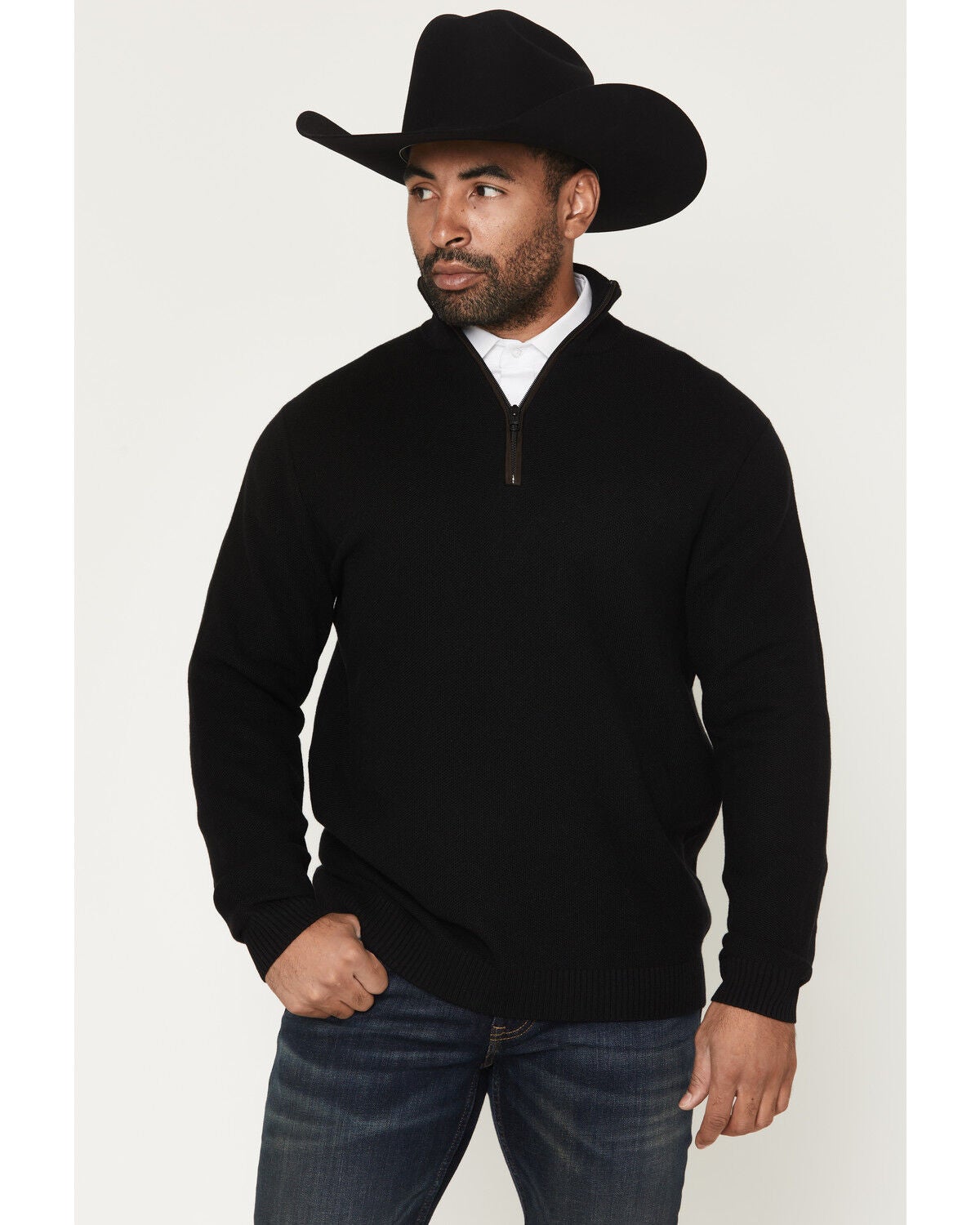 Cody James Black 1978&reg; Men's Parker Solid 1/4 Zip Pullover Sweater, Black, hi-res