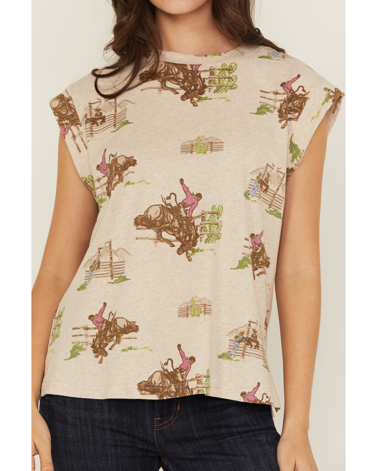 Image #3 - Ariat Women's Conversational Print Short Sleeve Graphic Tee, Tan, hi-res