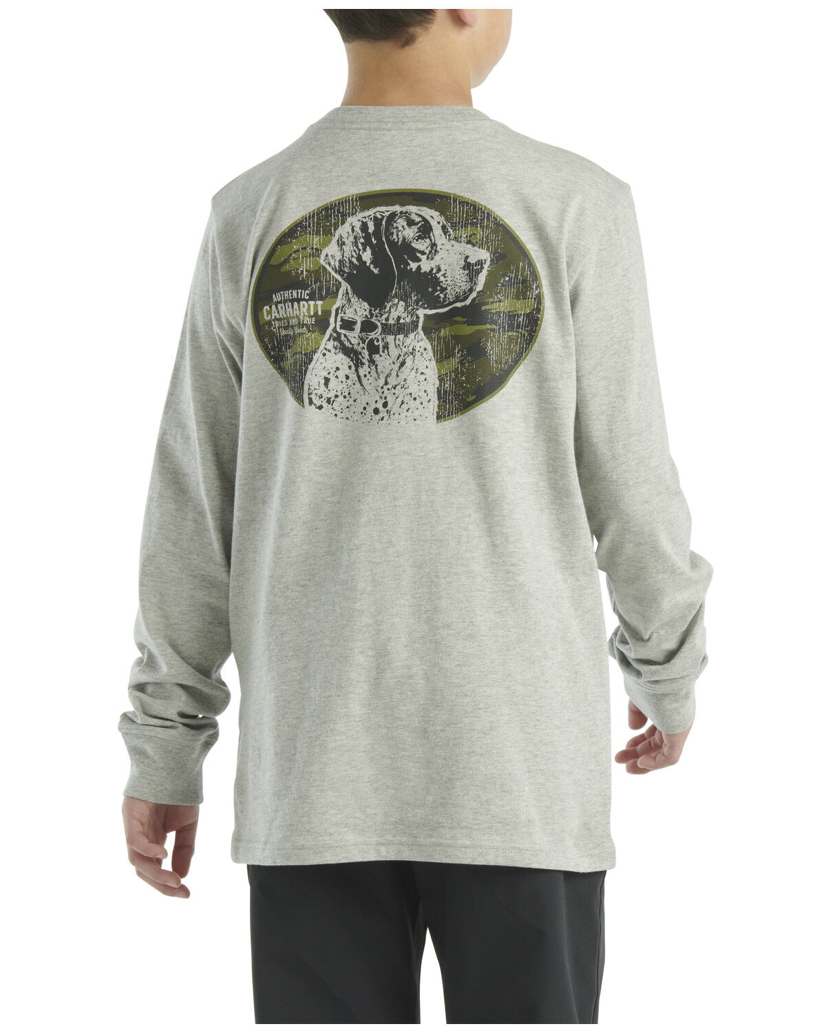 Image #1 - Carhartt Little Boys' Dog Logo Long Sleeve Graphic Shirt, Grey, hi-res