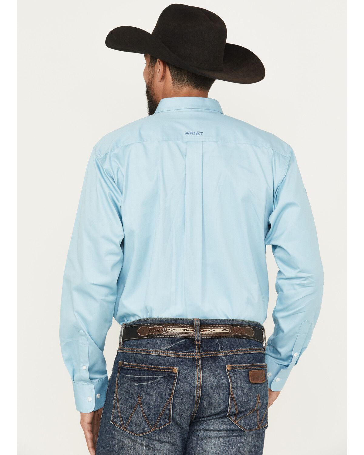 Image #4 - Ariat Men's Team Logo Long Sleeve Button-Down Western Shirt, Light Blue, hi-res
