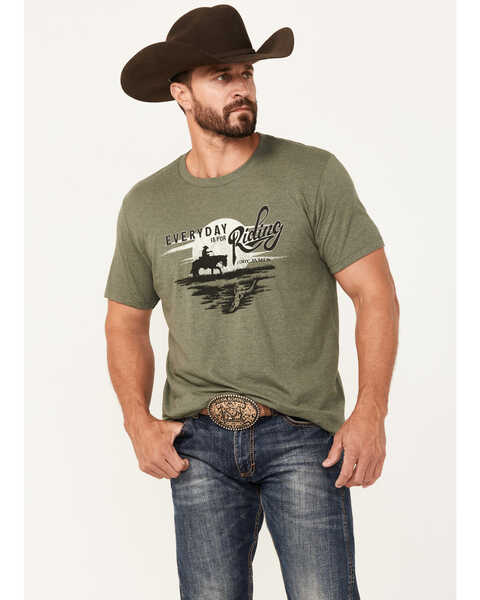 Cody James Men's Riding Horse Short Sleeve Graphic T-Shirt, Olive, hi-res