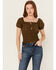Image #1 - Shyanne Women's Puff Sleeve Smocked Bodice Top, Forest Green, hi-res