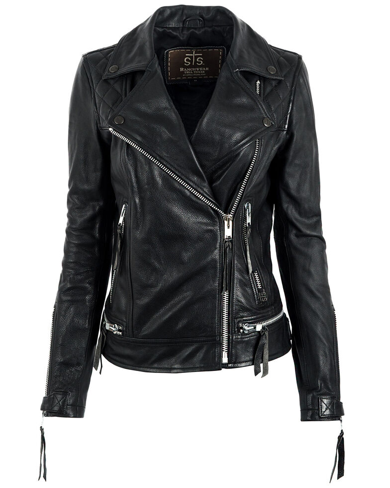 STS Ranchwear Women's Black Dreamer Moto Leather Jacket, Black, hi-res