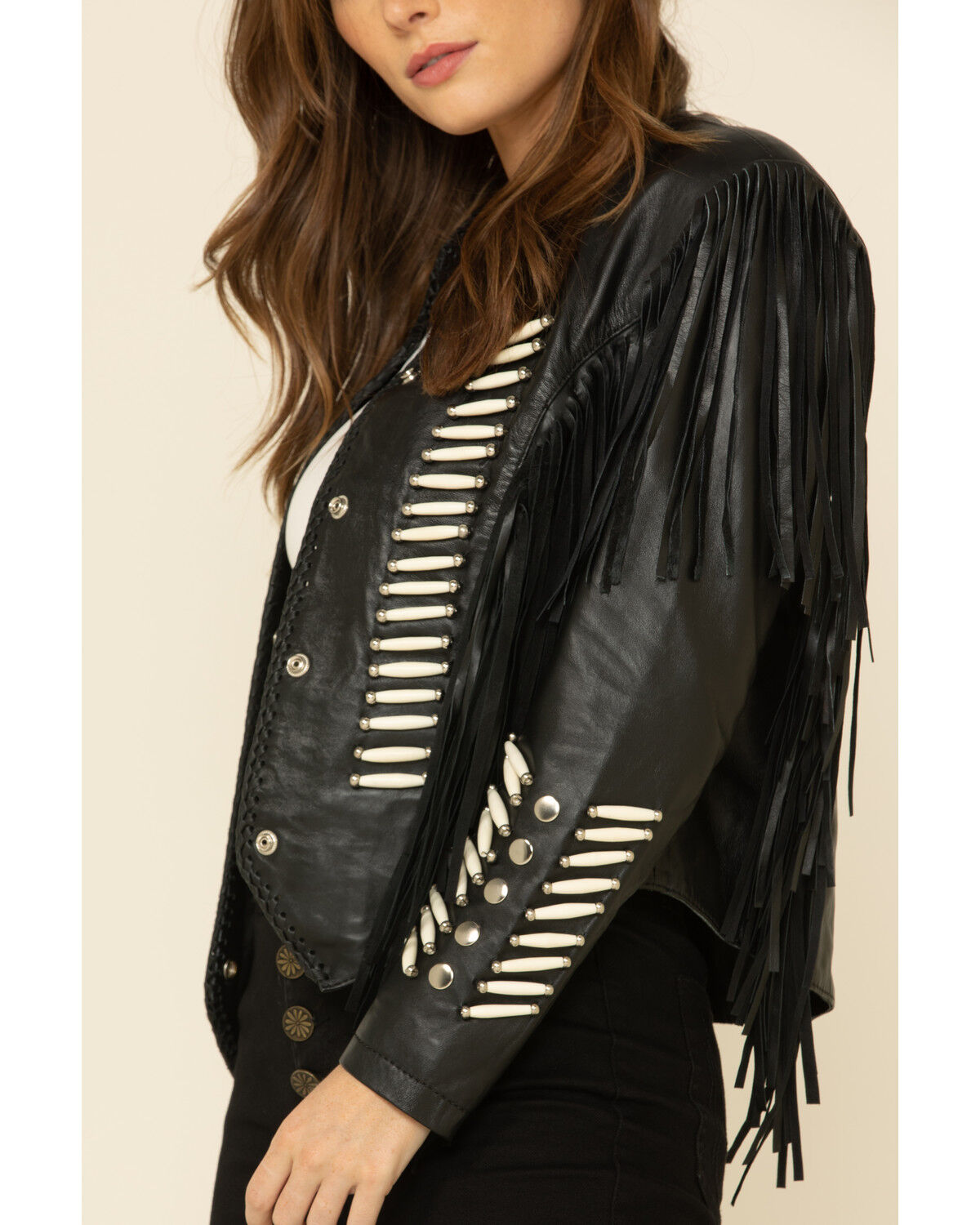 Image #3 - Liberty Wear Women's Black Fringe Sheep Napa Jacket, Black, hi-res