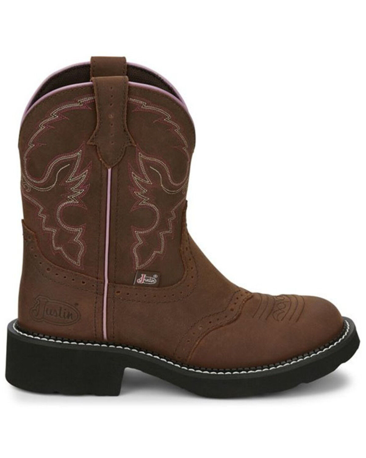 Image #2 - Justin Women's Gemma Western Boots - Round Toe, Distressed Brown, hi-res