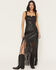 Image #1 - Idyllwind Women's Payson Faux Leather Fringe Midi Skirt, Black, hi-res