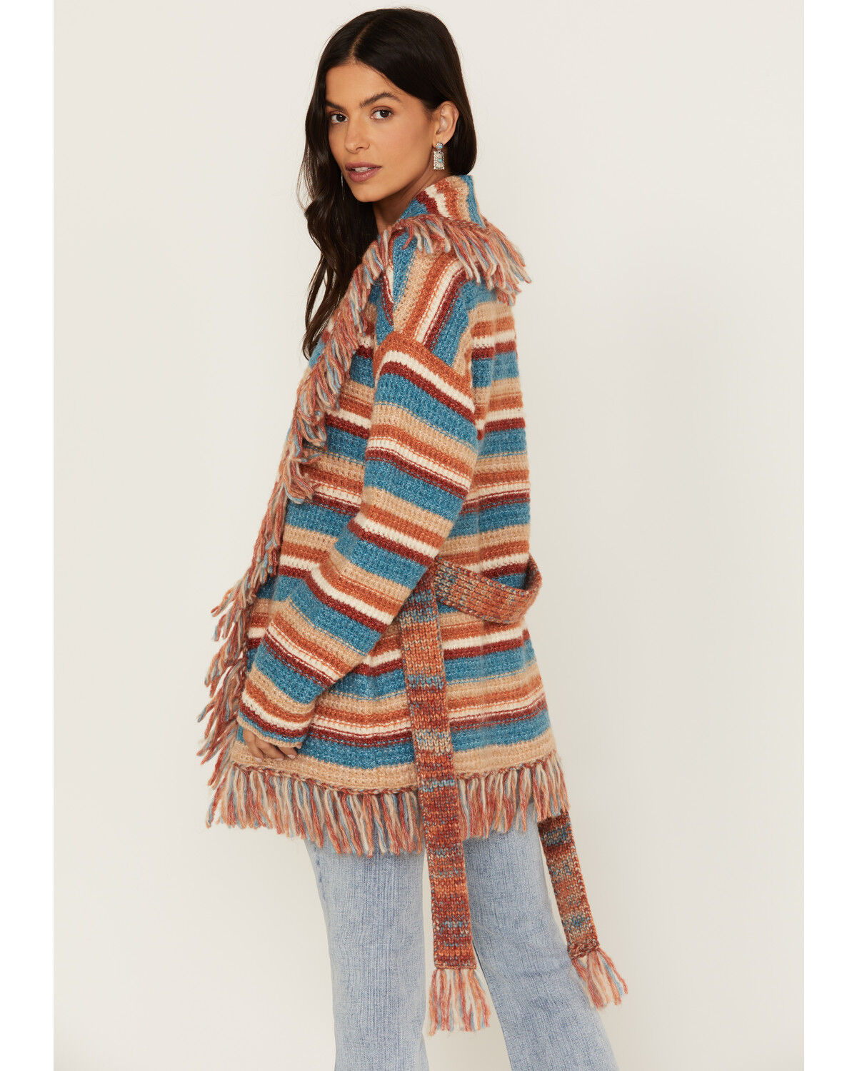 Image #4 - Idyllwind Women's Abilene Striped Fringe Cardigan, Blue, hi-res