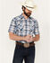 Image #1 - Ely Walker Men's Plaid Print Short Sleeve Snap Western Shirt, Blue, hi-res