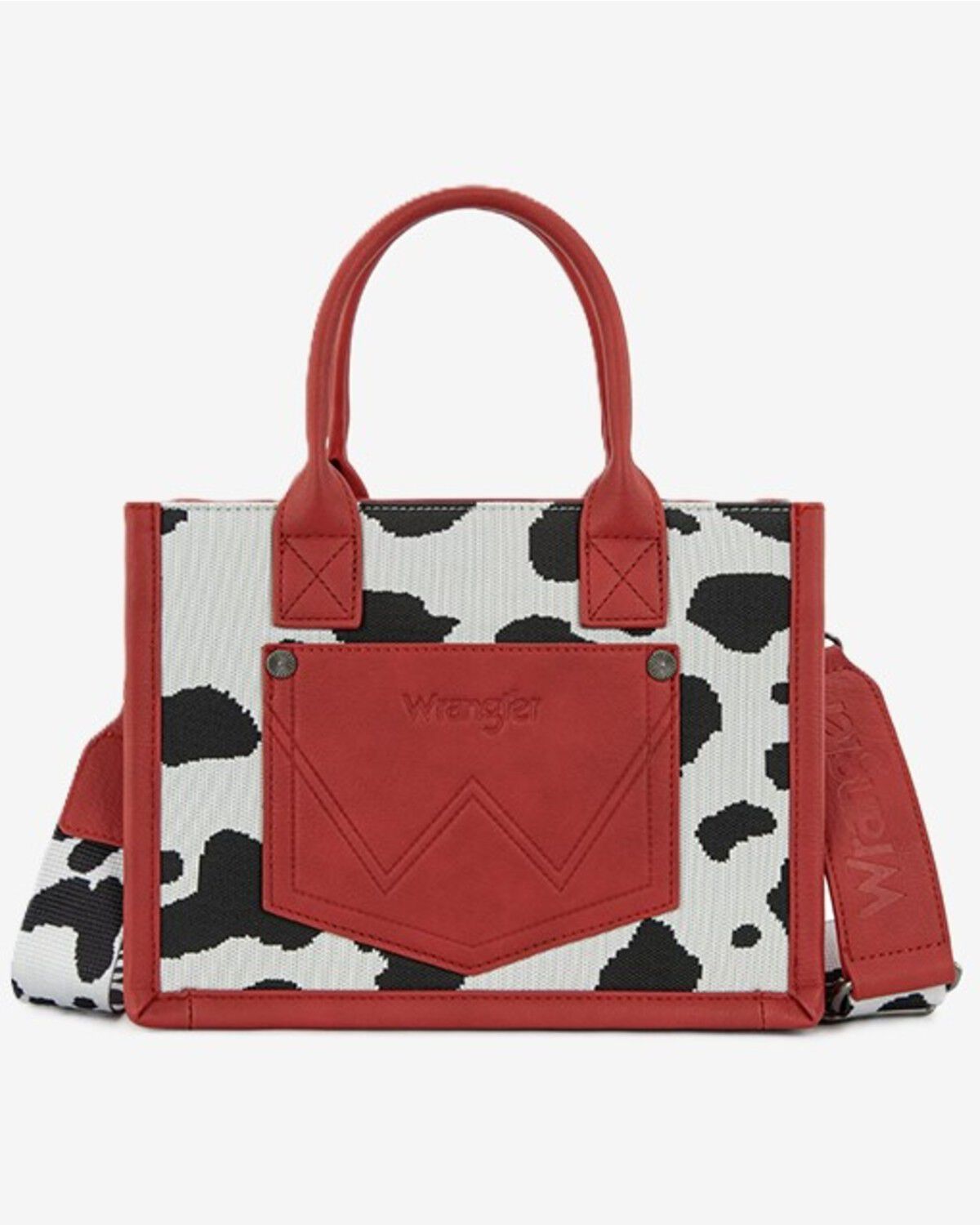 Image #2 - Wrangler Women's Cow Print Crossbody Tote, Red, hi-res