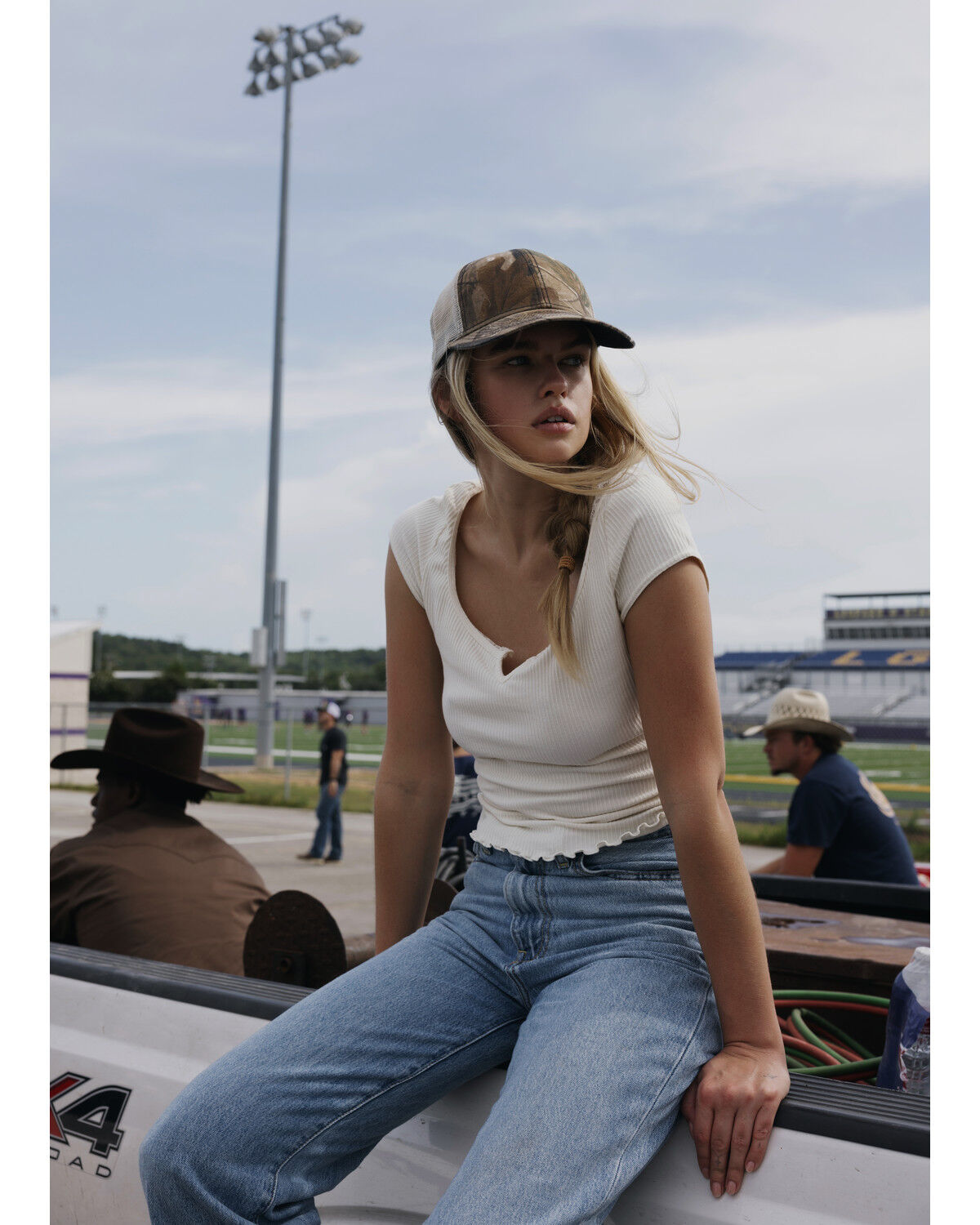 Image #1 - Cleo + Wolf Women's Ribbed Baby Tee, Cream, hi-res