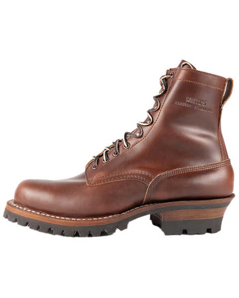 Whit's Boots Men's Logger 7" Lace-Up Work Boots - Round Toe, Tan, hi-res