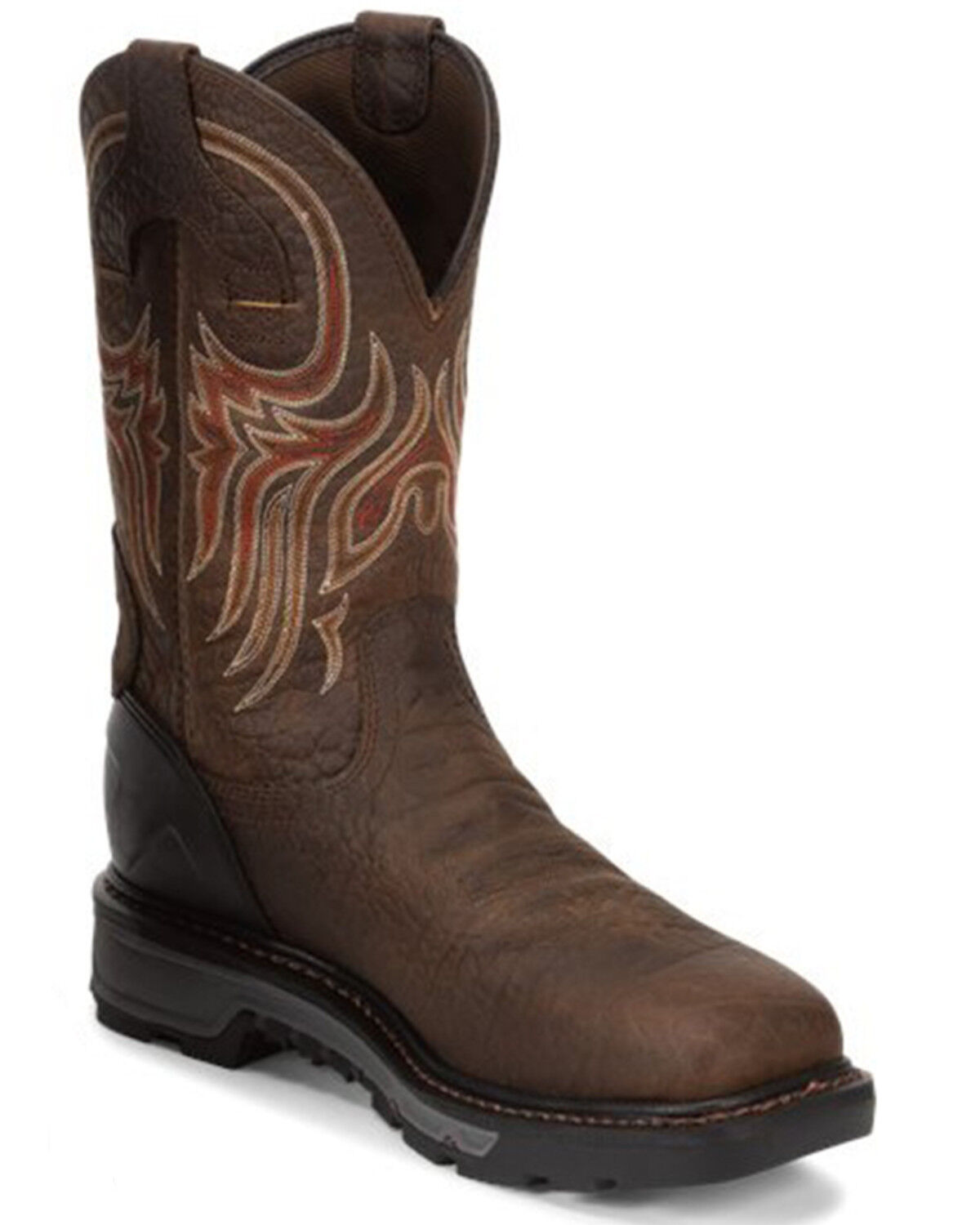 Image #2 - Justin Men's Driscoll EH Waterproof Work Boots - Steel Toe, Mahogany, hi-res