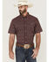 Image #1 - RANK 45&reg; Men's Pick Up Small Plaid Print Short Sleeve Button-Down Western Shirt, Blue, hi-res
