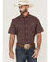 Image #1 - RANK 45® Men's Pick Up Small Plaid Print Short Sleeve Button-Down Western Shirt  , Blue, hi-res