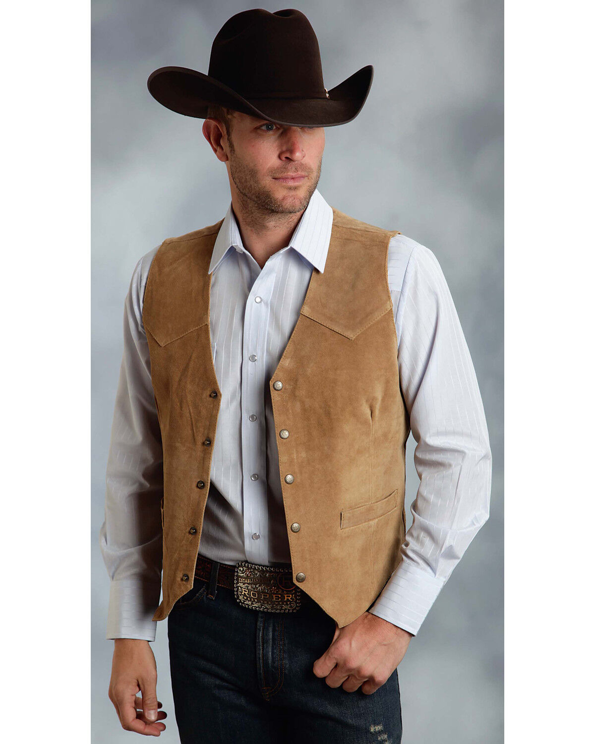 Image #1 - Roper Suede Vest - Big & Tall, Sand, hi-res