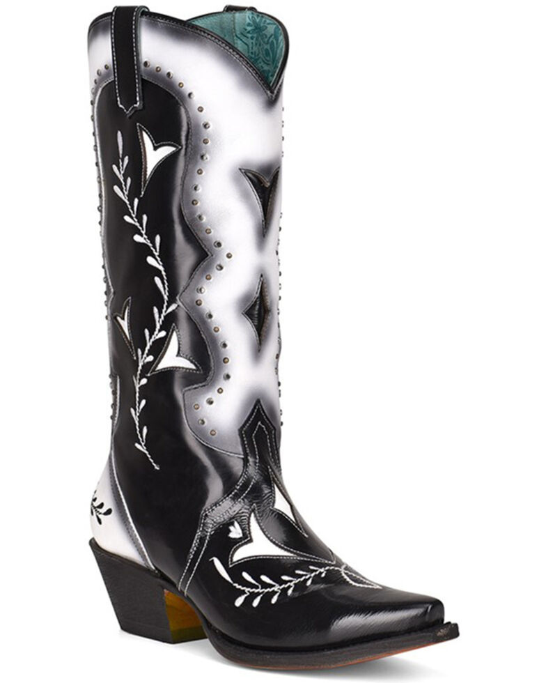 Corral Women's Black Embroidery Cutouts Western Boots - Snip Toe, Black, hi-res