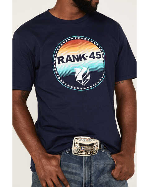 Image #3 - RANK 45® Men's Ombre Southwestern Circle Logo Graphic Short Sleeve T-Shirt , Navy, hi-res
