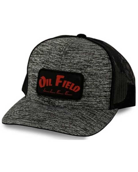 Oil Field Hats Men's Black & Red OFL Patch Mesh-Back Ball Cap , Black, hi-res