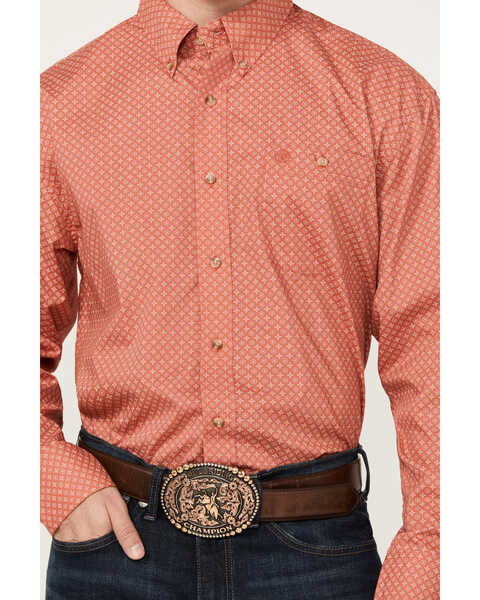 Image #3 - Wrangler Men's Classic Medallion Print Long Sleeve Button-Down Western Shirt , Red, hi-res