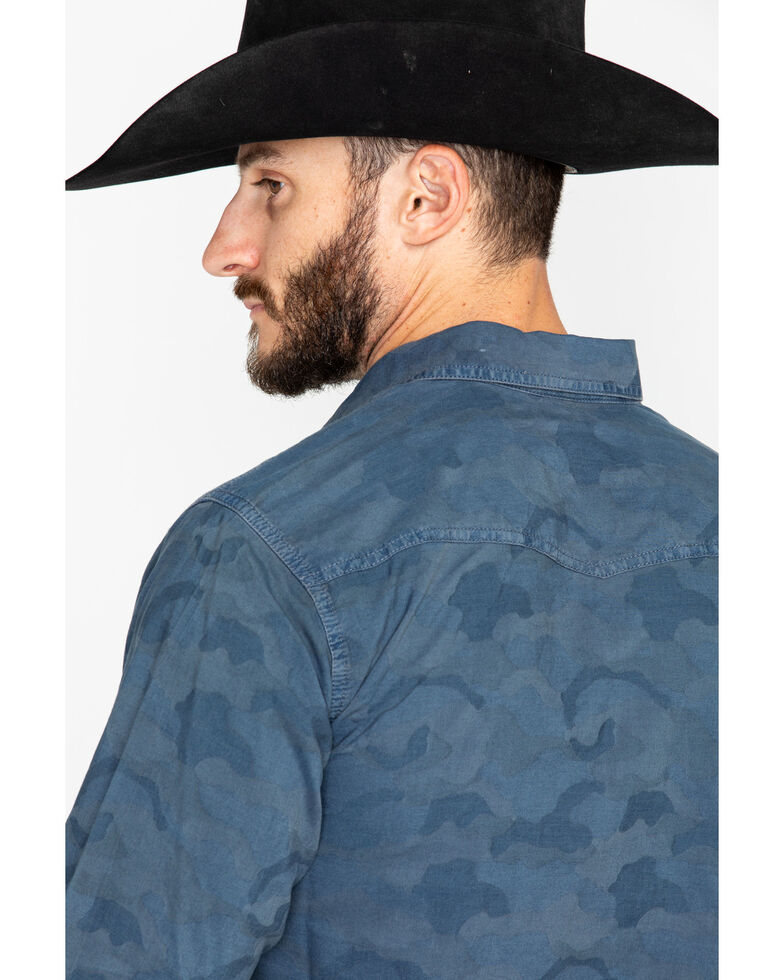 Ariat Men's Rackard Retro Camo Long Sleeve Western Shirt , Blue, hi-res