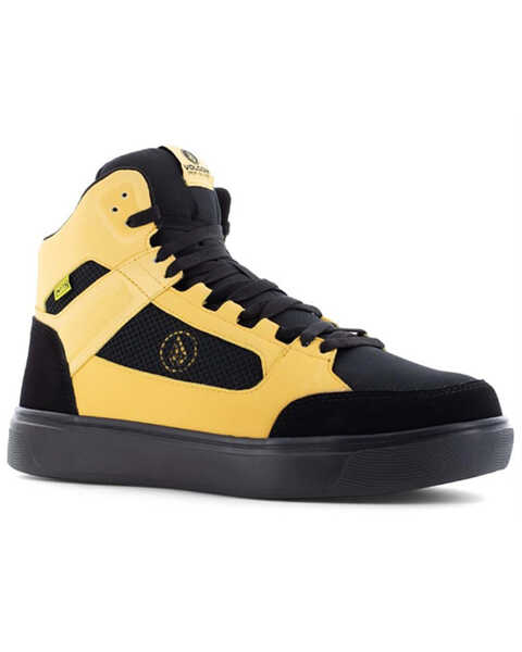 Volcom Men's Evolve Skate Inspired High Top Work Shoes - Composite Toe, Yellow, hi-res