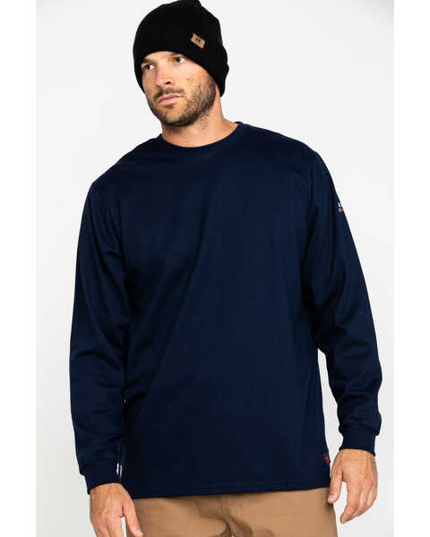 Ariat Men's FR O&G Graphic Long Sleeve Work T-Shirt , Navy, hi-res