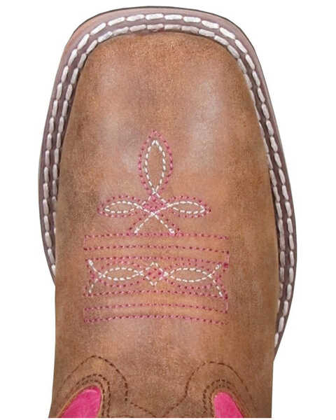 Image #2 - Smoky Mountain Girls' Tracie Western Boots - Square Toe, Brown/pink, hi-res