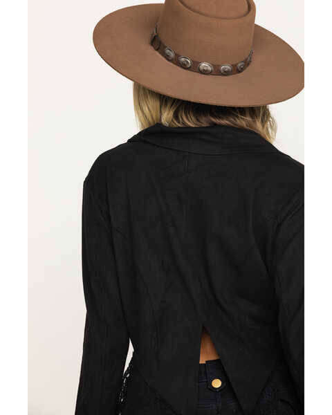 Image #5 - Cripple Creek Women's Black Micro-Suede Long Sleeve Button Front Jacket , Black, hi-res
