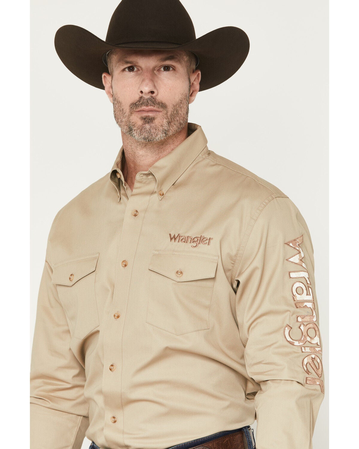 wrangler dress shirt Wrangler - Men's Cowboy Cut Long Sleeve Work Shirt